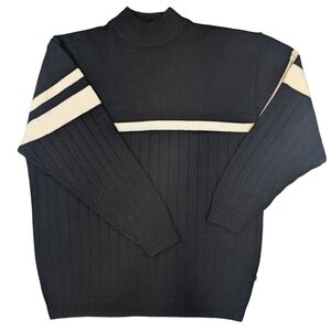 Vintage 90s PJ Mark mock neck, ribbed knit oversized pull on sweater. XL